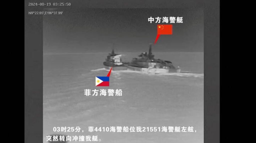 Chinese and Philippine ships “collide” in the South China Sea