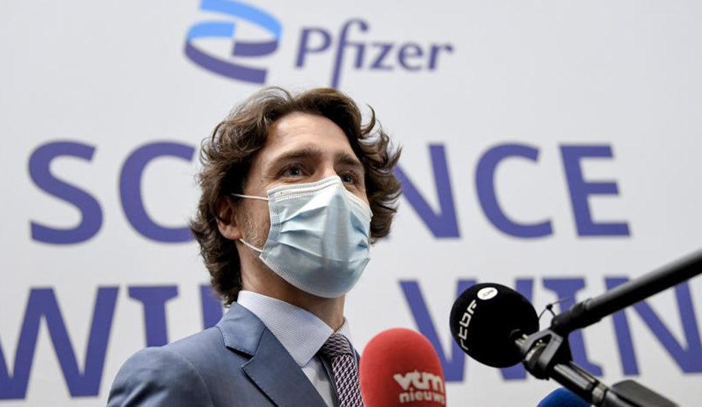 Canadian Prime Minister Trudeau and Alexander De Croo visit the Pfizer plant in Puurs